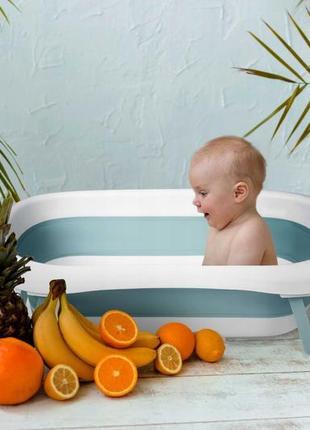 Ванночка детская складная с жк-термометром ricokids голубая (польша)6 фото