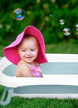 Ванночка детская складная с жк-термометром ricokids голубая (польша)7 фото