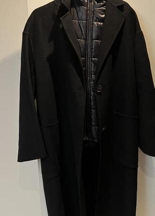 Чорне шерстяне оверсайз пальто zara 2 в 1 h&amp;m premium стьобана жилетка massimo mango cos4 фото