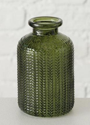 Набір 3-х ваз мерула лаковане зелене скло h10см   20193304 фото