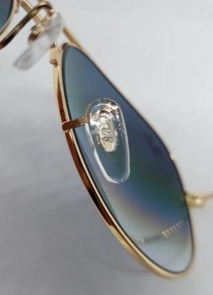 Очки в стиле ray ban aviator 58 унисекс солнцезащитные капли голубой градиент в золотой металлической оправе6 фото