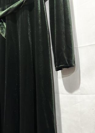 Платье длинное зеленое бархатное винтажное3 фото
