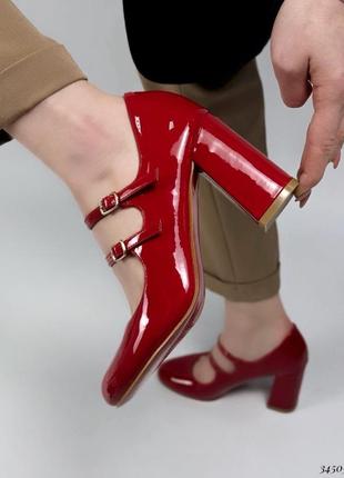 Лаковані туфлі мері джейн, червоні - арт. 34505