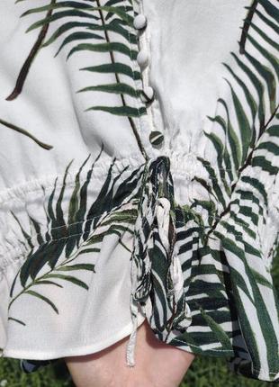 Тропическая красивая белая блуза топ с листьями h&m5 фото