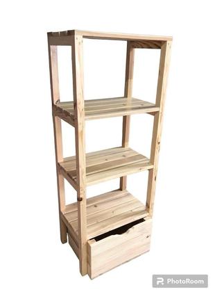 Стелаж 150 см, 180 cм, 200 см з дерева для дому з ящиком. дерев'яні полиці для мікрохвильової печі, чайника на кухню.
