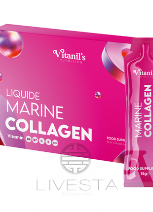Гелева дієтична добавка "морський колаген" в стіках vitanil's, 14 шт.х15 г
