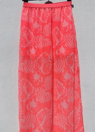 Яркая гелевая розовая юбка с высокими разрезами h&m2 фото