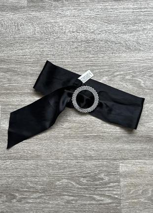 Легкий сатиновий широкий пояс для сукні круглий з камінцями zara