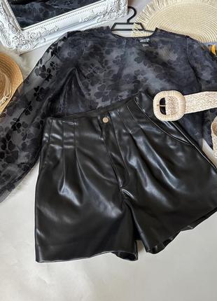 Женские черные кожаные шорты h&m1 фото