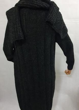 Вязаное  пальто /кардиган с шарфом7 фото