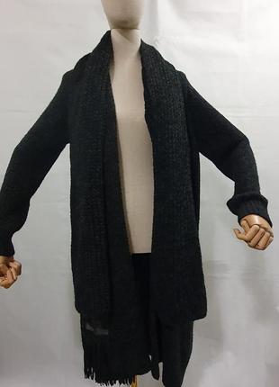 Вязаное  пальто /кардиган с шарфом8 фото