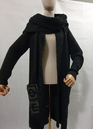 Вязаное  пальто /кардиган с шарфом5 фото