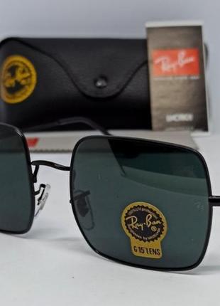 Очки в стиле ray ban унисекс прямоугольные черные стекло в черном металле