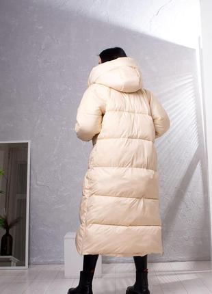 Курточка жіноча довга, осінь/зима, з капюшоном, розміри: s, m, l (беж)6 фото