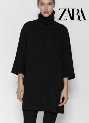 Чёрное платье zara с высоким горлом