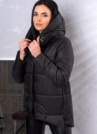 Курточка жіноча, осінь/зима, з капюшоном розміри: s, m, l (чорна)3 фото