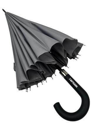 Однотонный механический зонт-трость на 24 спицы от toprain, серый, n 0609-3