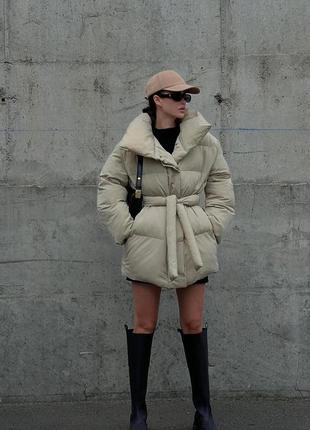 Курточка жіноча, зимова, пуховик, розміри: xs, s, m, l (беж)
