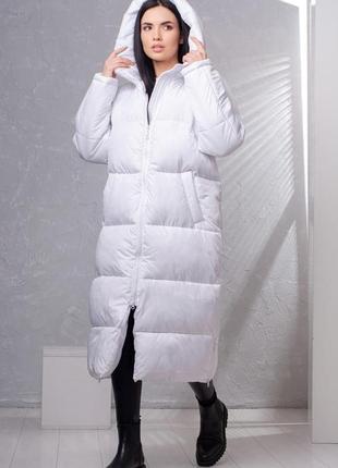 Курточка жіноча довга, осінь/зима, з капюшоном, розміри: s, m, l (біла)6 фото