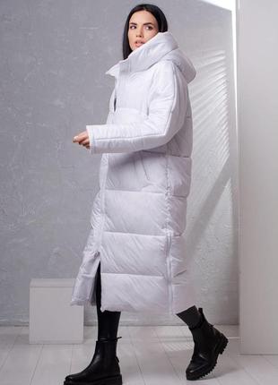 Курточка жіноча довга, осінь/зима, з капюшоном, розміри: s, m, l (біла)3 фото