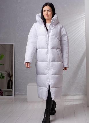 Курточка жіноча довга, осінь/зима, з капюшоном, розміри: s, m, l (біла)2 фото