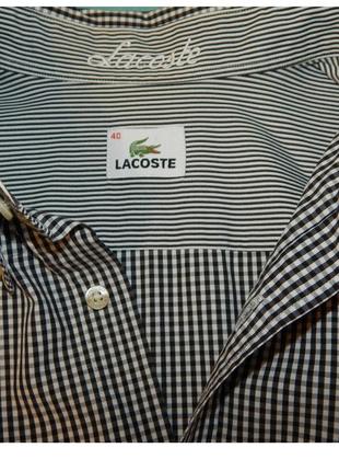 Хлопковая рубашка в мелкую клетку lacoste2 фото