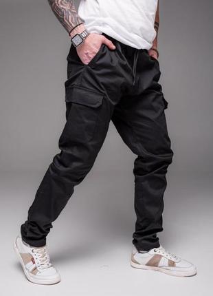 Демисезонные мужские штаны джогеры с карманами карго из 100% котона