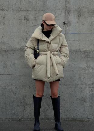 Курточка жіноча, зимова, пуховик, розміри: xs, s, m, l (беж)7 фото