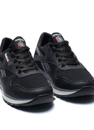 Чоловічі літні кросівки сітка reebok (рібок) ns black, туфлі чоловічі, кеди чорні, літня чоловіча2 фото