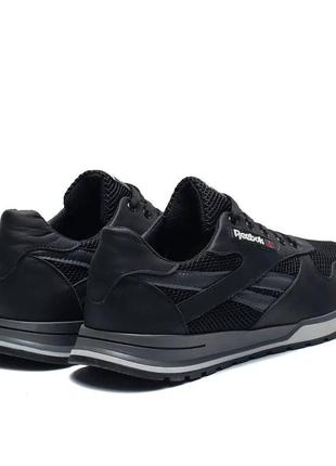 Чоловічі літні кросівки сітка reebok (рібок) ns black, туфлі чоловічі, кеди чорні, літня чоловіча3 фото