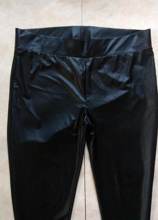 Брендовые черные леггинсы штаны лосины с пропиткой под кожу и высокой талией happy holly, 16 pазмер.4 фото