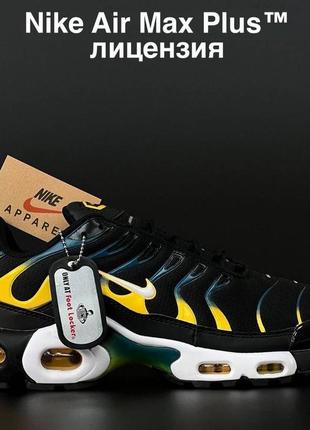 Чоловічі кросівки  nike air max plus tn    чорні з жовтим\сині7 фото