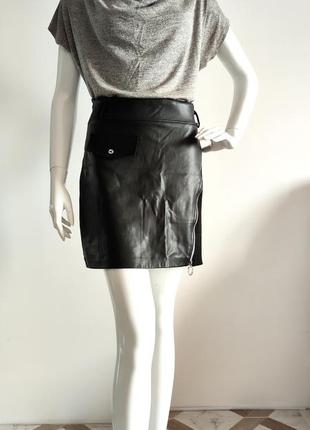 Шкіряна юбка ♥️ з відкритою блискавкою10 фото
