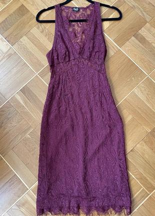 Винтажное платье оригинал dolce &amp; gabbana 1990s bordeaux burgundy merlot silk lace cutout vintage dress4 фото