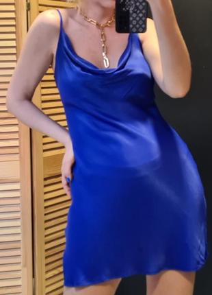 Коротка сукня (електрик) синього кольору від bershka, віскозна2 фото