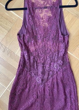 Вінтажна сукня оригінал dolce & gabbana 1990s bordeaux burgundy merlot silk lace cutout vintage dress7 фото