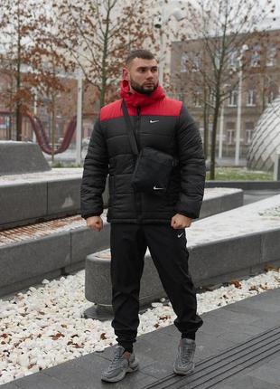 Комплект європейка червоно-чорна + штани president. барсетка та рукавички у подарунок! `ps`