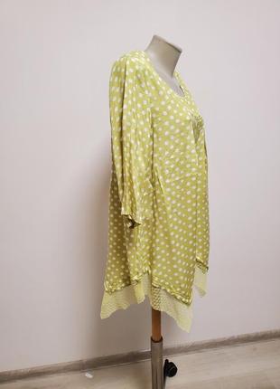 Шикарная брендовая вискозная легкая блузка свободного фасона оливкового цвета4 фото