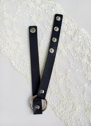Чокер на шею с кольцом кожаный (экокожа) искусственная кожа кольцо черный украшение5 фото