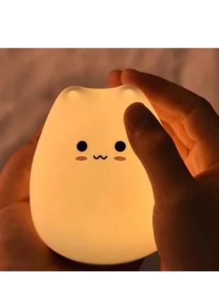 Сенсорный силиконовый led светильник котик