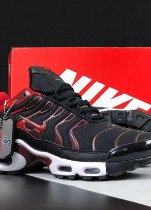 Чоловічі кросівки  nike air max plus tn  чорні з червоним2 фото