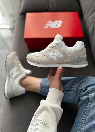 Женские кроссовки new balance 574 beige6 фото