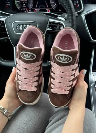Женские кроссовки adidas campus prm brown pink4 фото