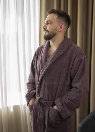 Халат махровый шаль мокко l