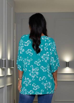 Женская летняя стильная блузка из хлопковой ткани штапель с принтом размеры 42-565 фото