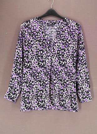 Блузка с мелким фиолетово-черным принтом "marks & spencer", uk14/eur42.