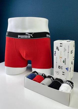 Мужской набор трусов боксеров puma 3 штуки качественные брендовые трусы боксеры пума в подарочной коробке3 фото