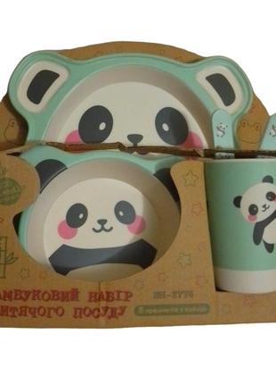 Набір дитячого посуду "панда" бамбук stenson mh-2774-8