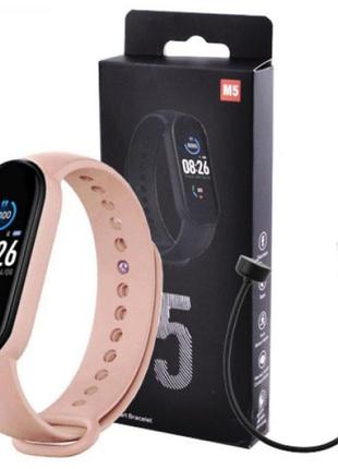 Смарт браслет m5 smart bracelet фитнес трекер watch bluetooth. цвет розовый