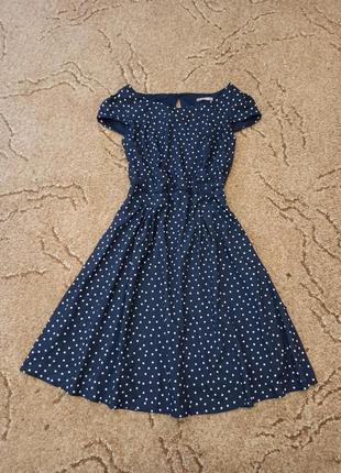 Платье синее в горошек,летнее, лёгкое3 фото
